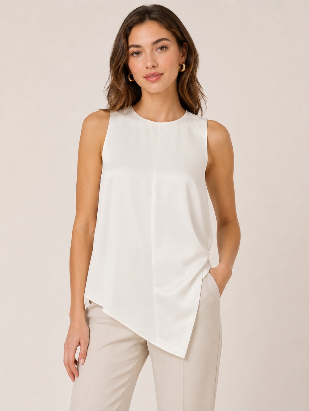 BABATON white asymmetric blouse XS